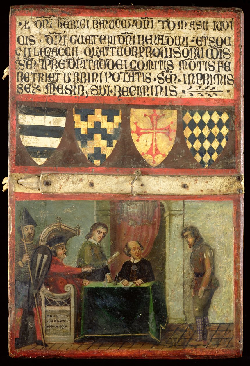 Scène de justice avec quatre armoiries, 1273 - Italian School