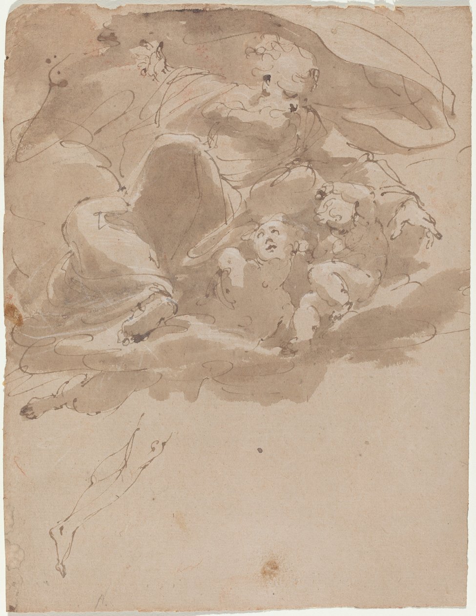 Dieu le Père avec des anges - Italian 17th Century