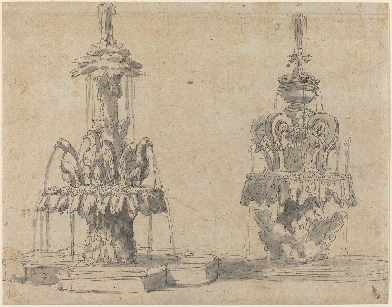 Deux fontaines - Italian 17th Century