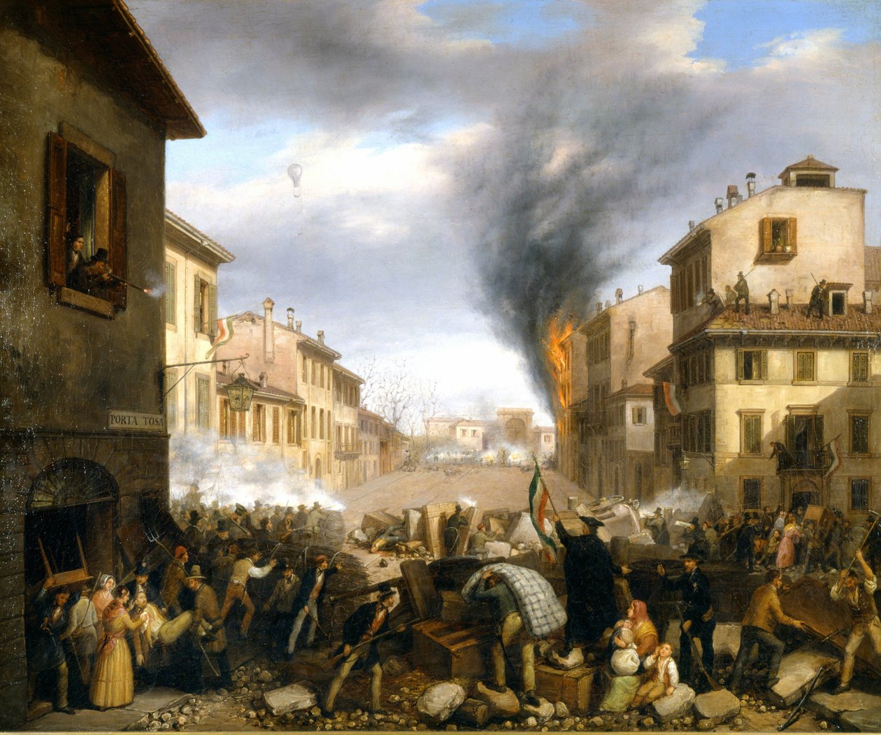 Barricade à la porte de Tosa, Milan, 22 mars - Italian School