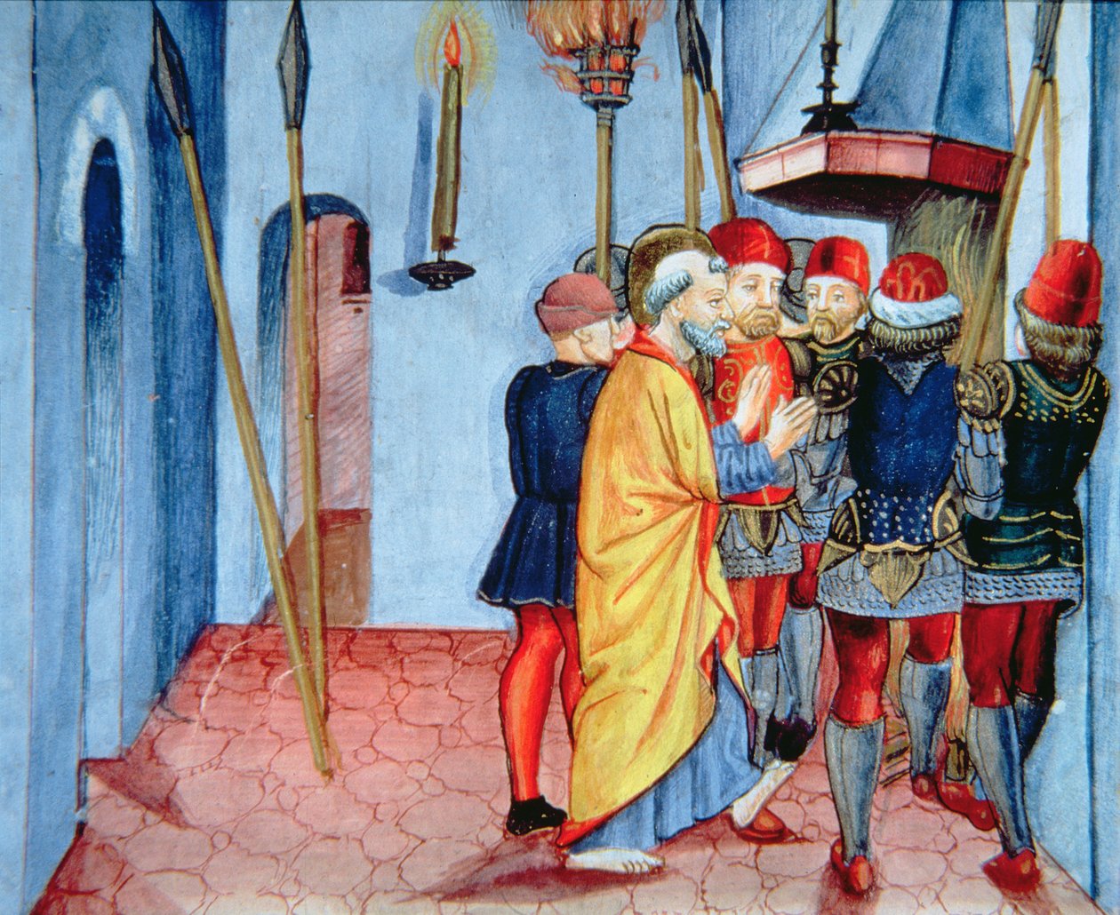 Fol.107v Pierre renie le Christ - Italian School