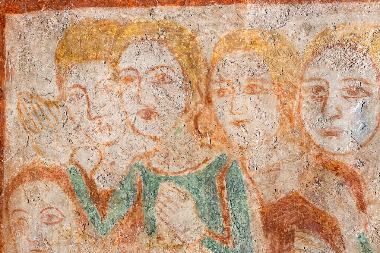 Groupe de fidèles fresque - Italian School