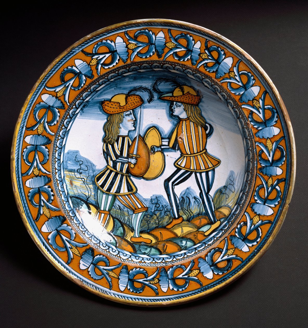 Assiette représentant deux soldats en combat, vers 1520 - Italian School
