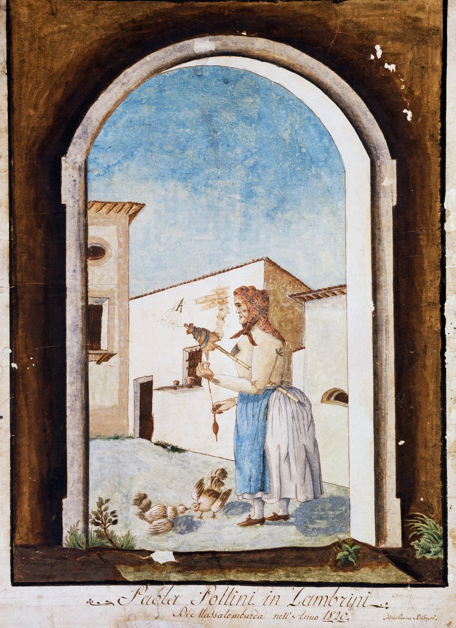 Femme de Romagne, aquarelle et encre, Italie - Italian School
