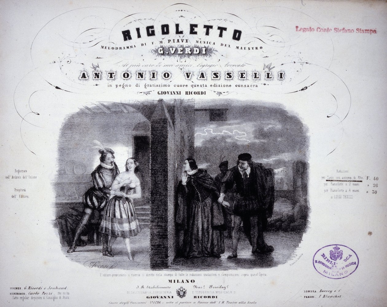 Partition de « Rigoletto » de Verdi. - Italian School