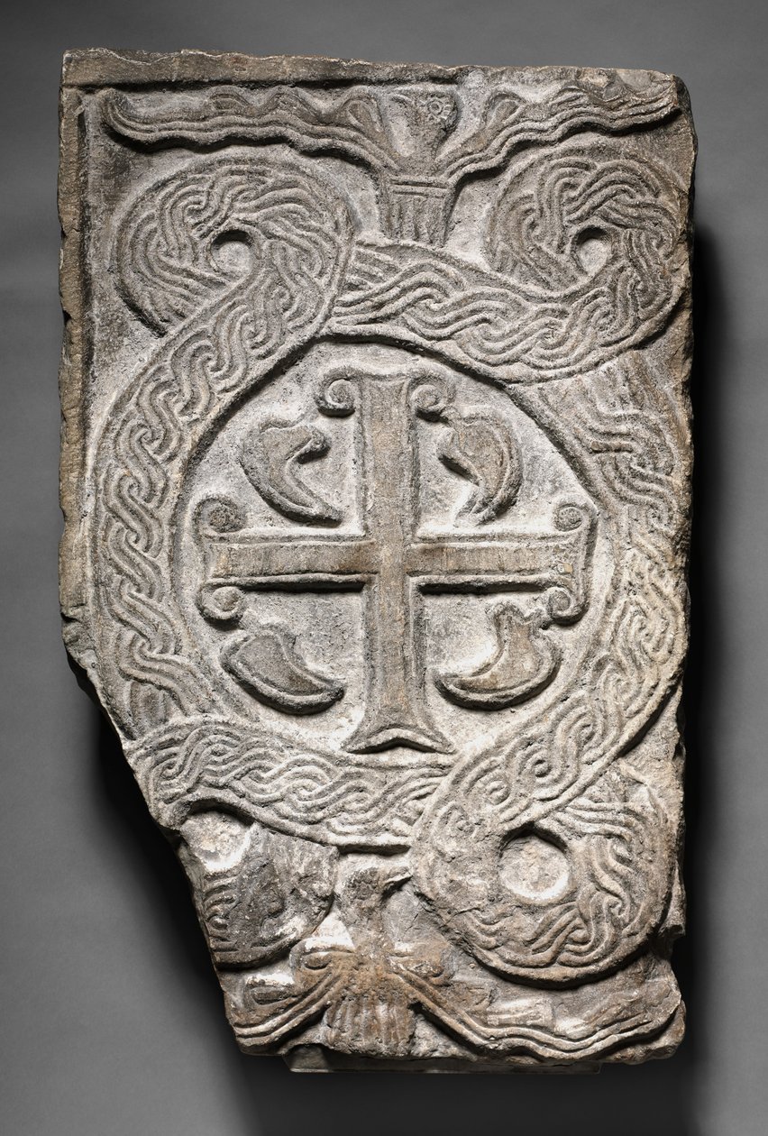 Panneau de transenne avec une croix, lombard, 700-800 - Italian School