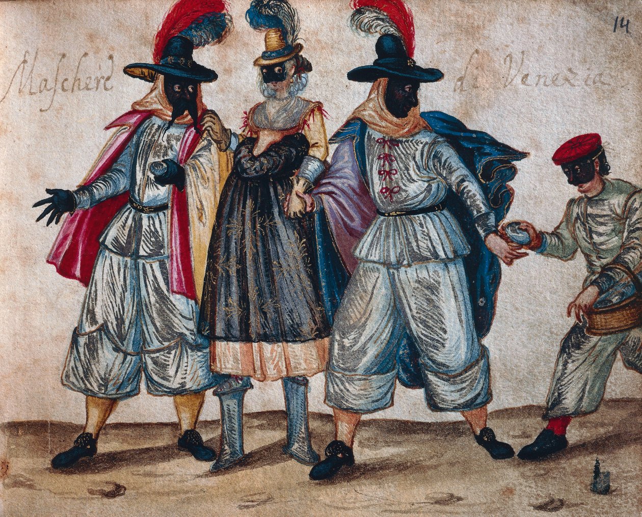Personnages masqués vénitiens pendant le Carnaval - Italian School