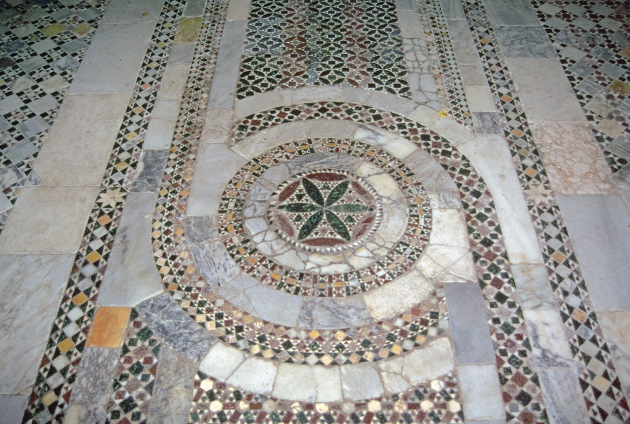 Vue du pavement cosmatesque, 12ème siècle - Italian School