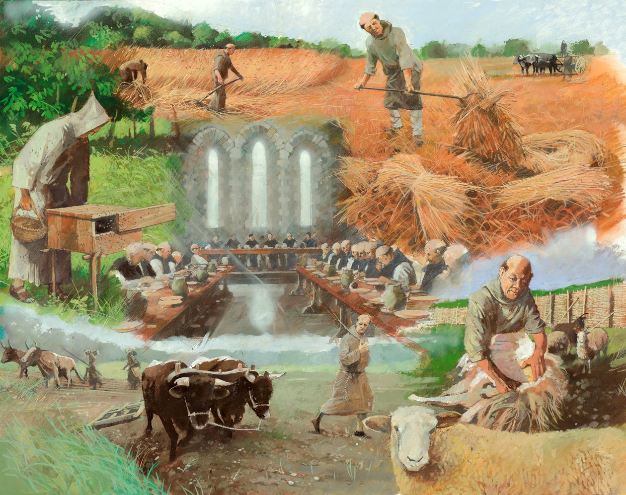 Moines au travail, XIIIe siècle, vers 1990-2010 - Ivan Lapper