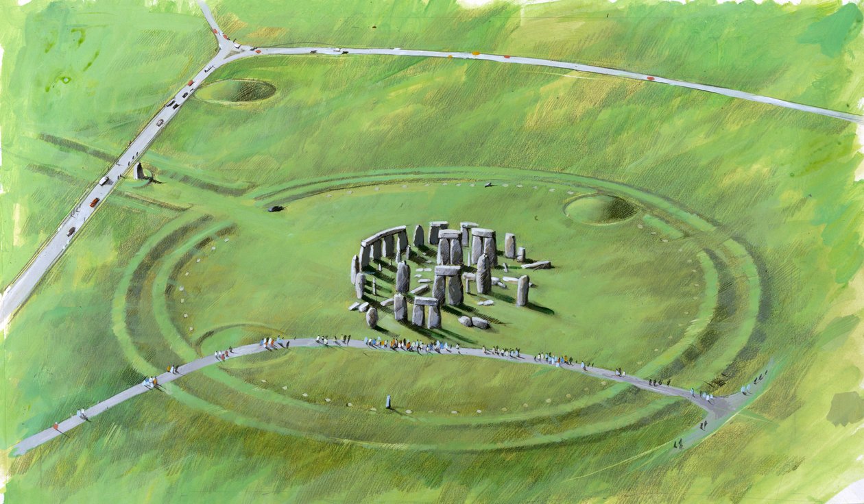 Stonehenge : illustration montrant le site actuel - Ivan Lapper