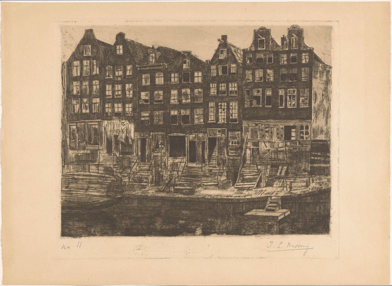 Maisons de canal - Izaak Leendert Bedding (signed by artist)