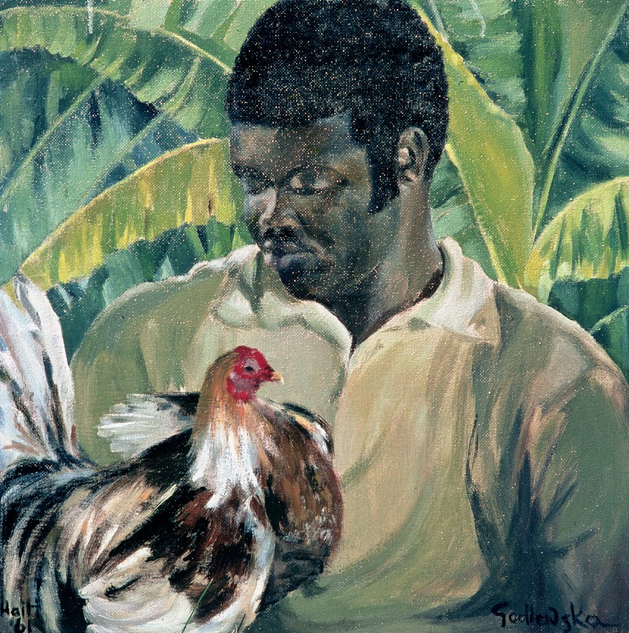 Abel avec coq de combat - Izabella Godlewska de Aranda