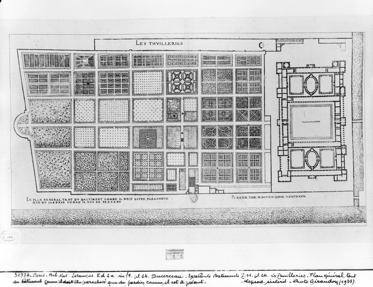 Plan du Palais et du Jardin des Tuileries, Paris, de 