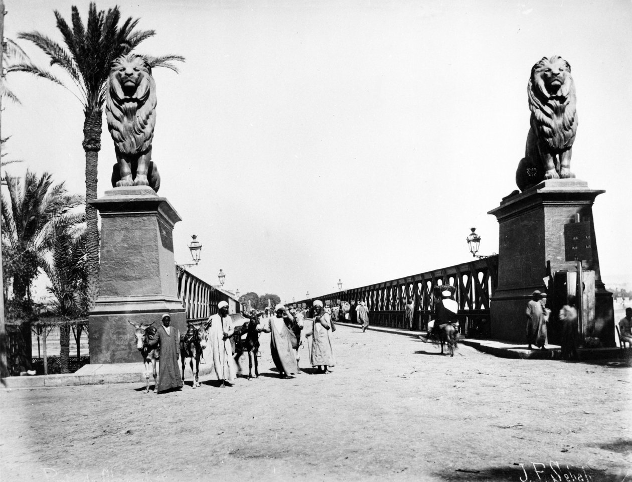 Pont de Kobri el Gezira, Le Caire, vers 1880 - J. Pascal Sebah