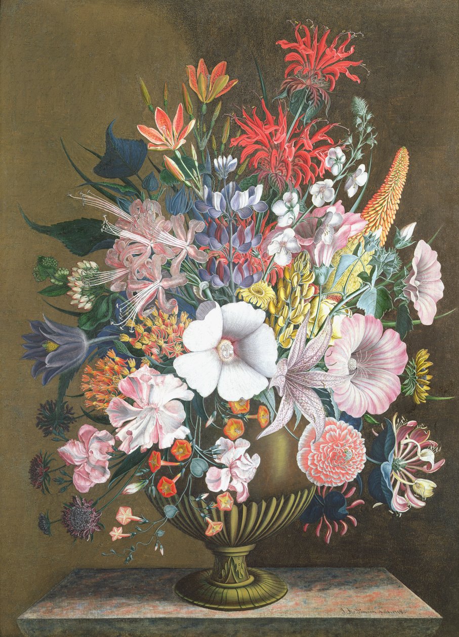 Nature morte avec des fleurs - J.A. Simson
