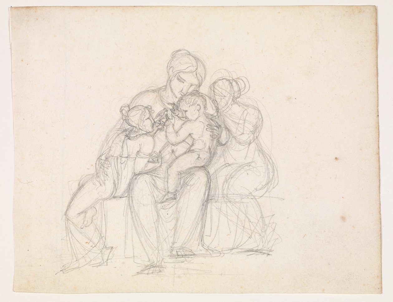 Groupe de figures. Femme et 3 enfants - J.L. Lund