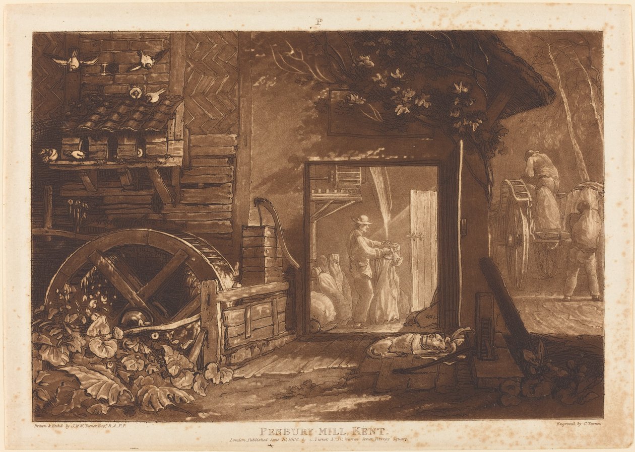 Moulin de Pembury, Kent, publié en 1808 - Joseph Mallord William Turner