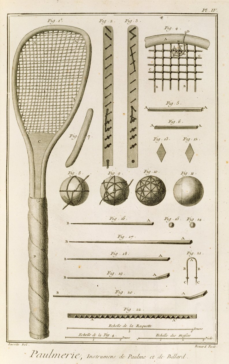 Raquettes de tennis et queues de billard, de l