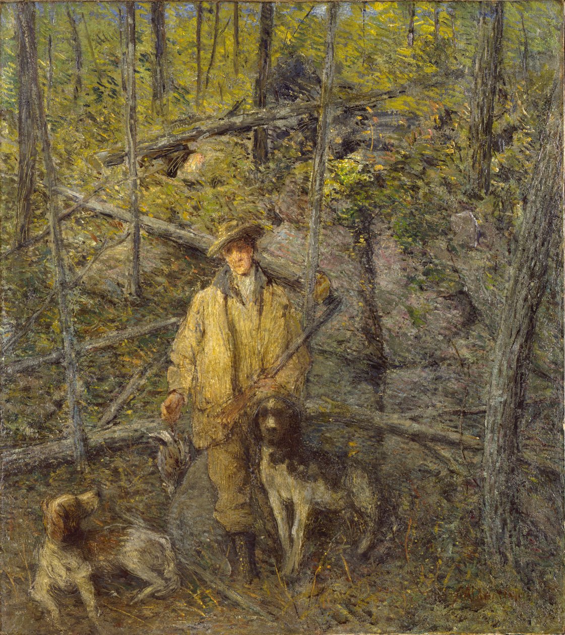 Chasseur et chiens - J. Alden Weir
