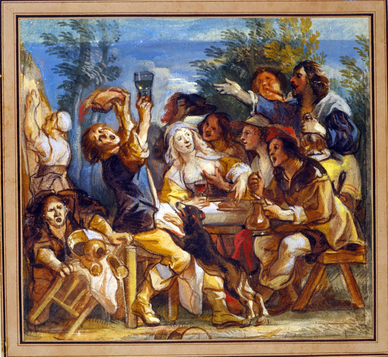 Une fête buvant devant une auberge - Jacob Jordaens