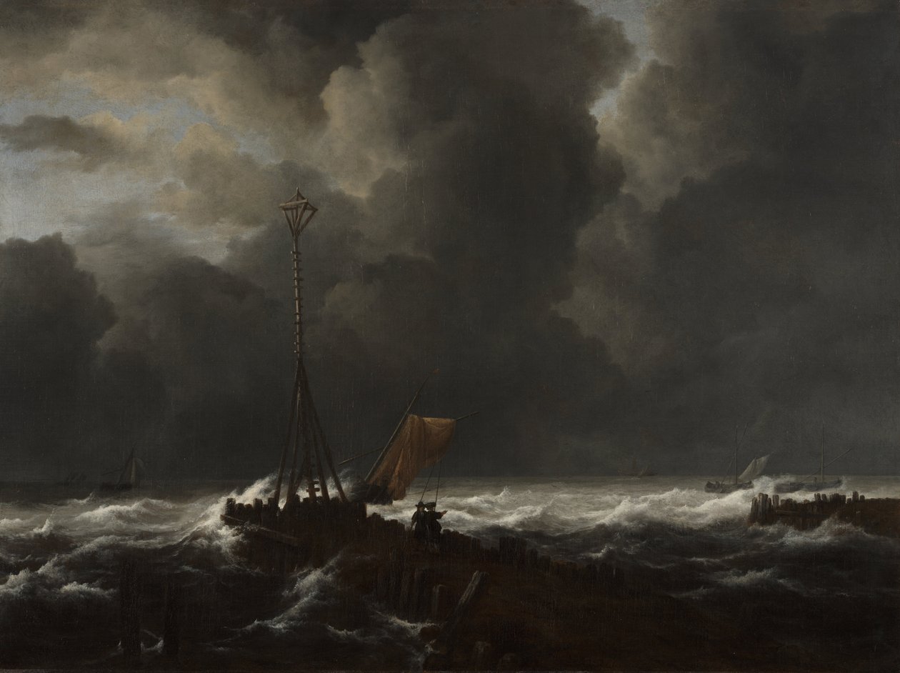 Mer Agitée à une Jetée - Jacob van Ruisdael