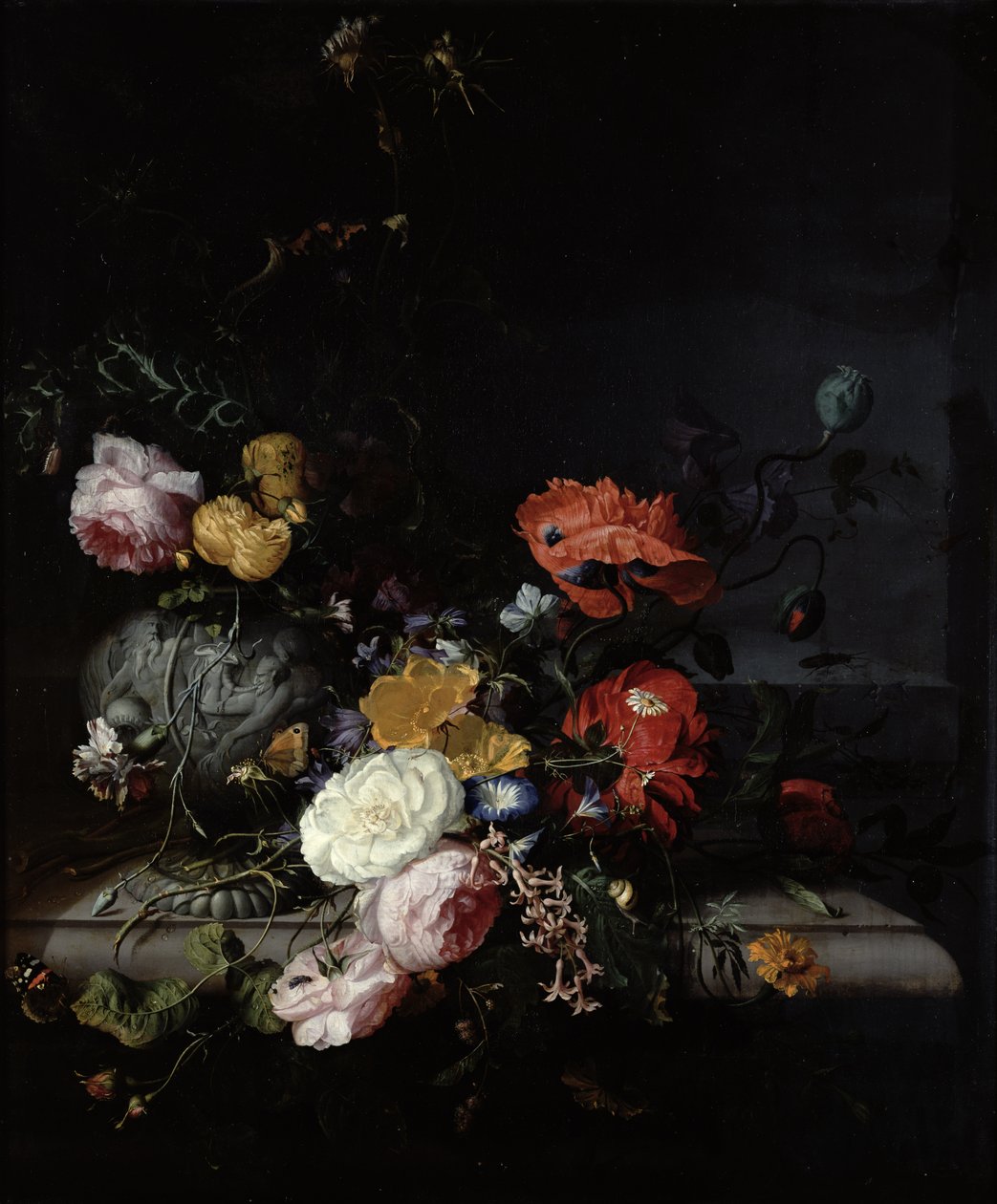 Nature morte avec fleurs et insectes - Jacob van Walscapelle