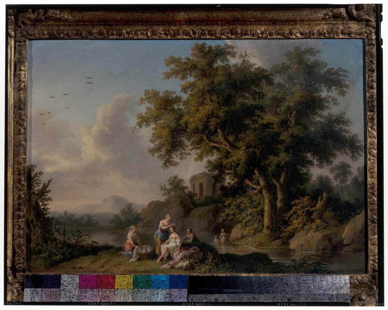 Paire de paysages avec nymphes se baignant - Jacob Philippe Hackert