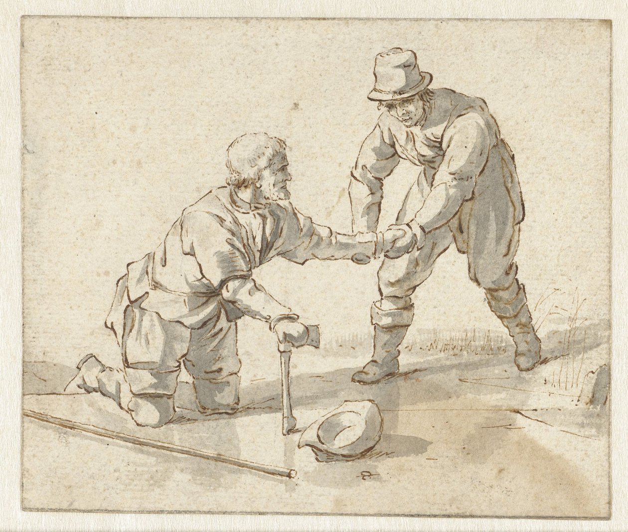 Deux hommes sur la glace - Jacob  Cats