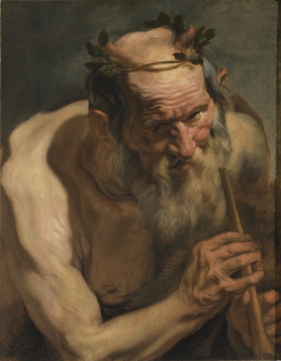 Vieux satyre tenant une flûte - Jacob Jordaens