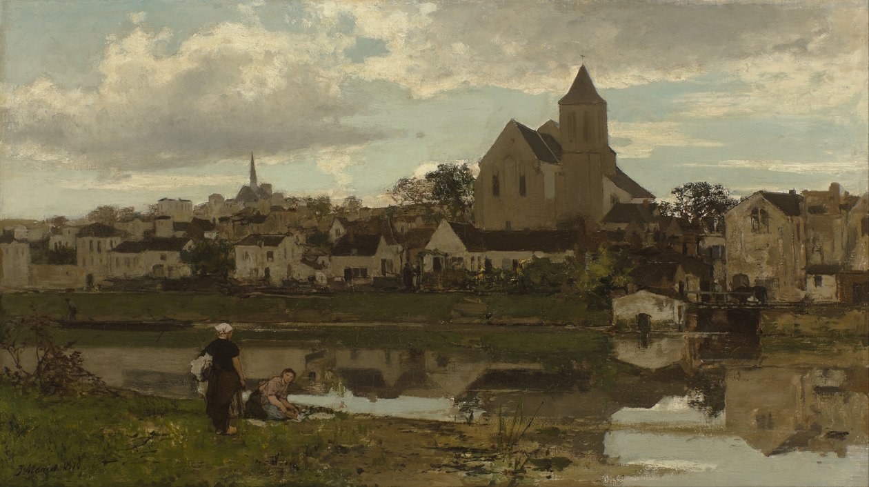 Dutch: Gezicht op Montigny-sur-Loing View of Montigny-sur-Loing - Jacob Maris