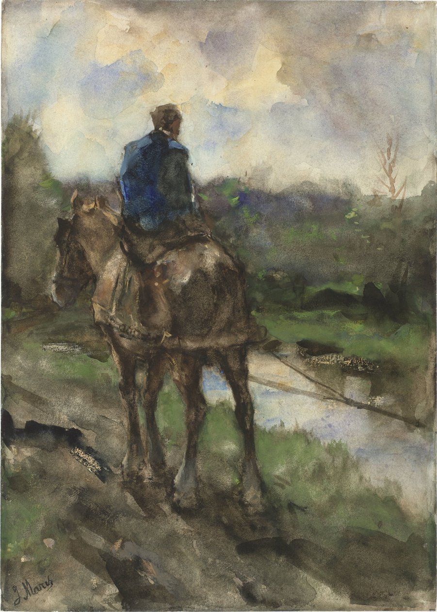 Chasseur à cheval sur le chemin de chasse - Jacob Maris