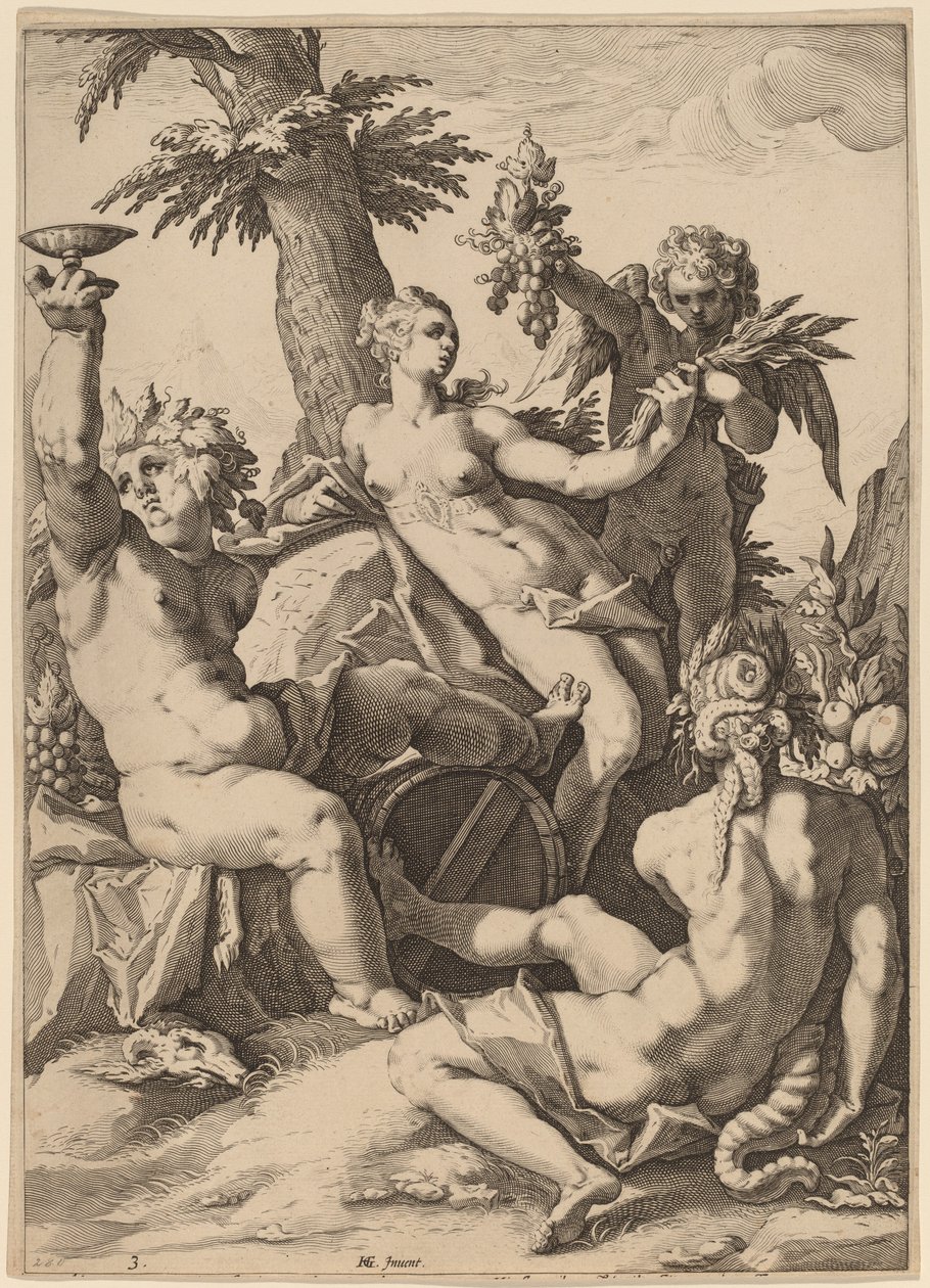Vénus, Bacchus et Cérès - Jacob Matham after Hendrik Goltzius