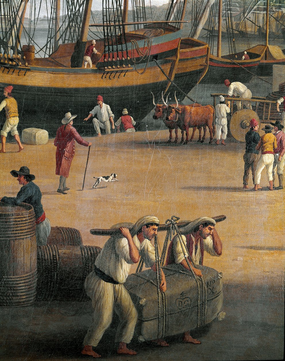 Vue du port de Messine, travailleurs - Jacob Philippe Hackert