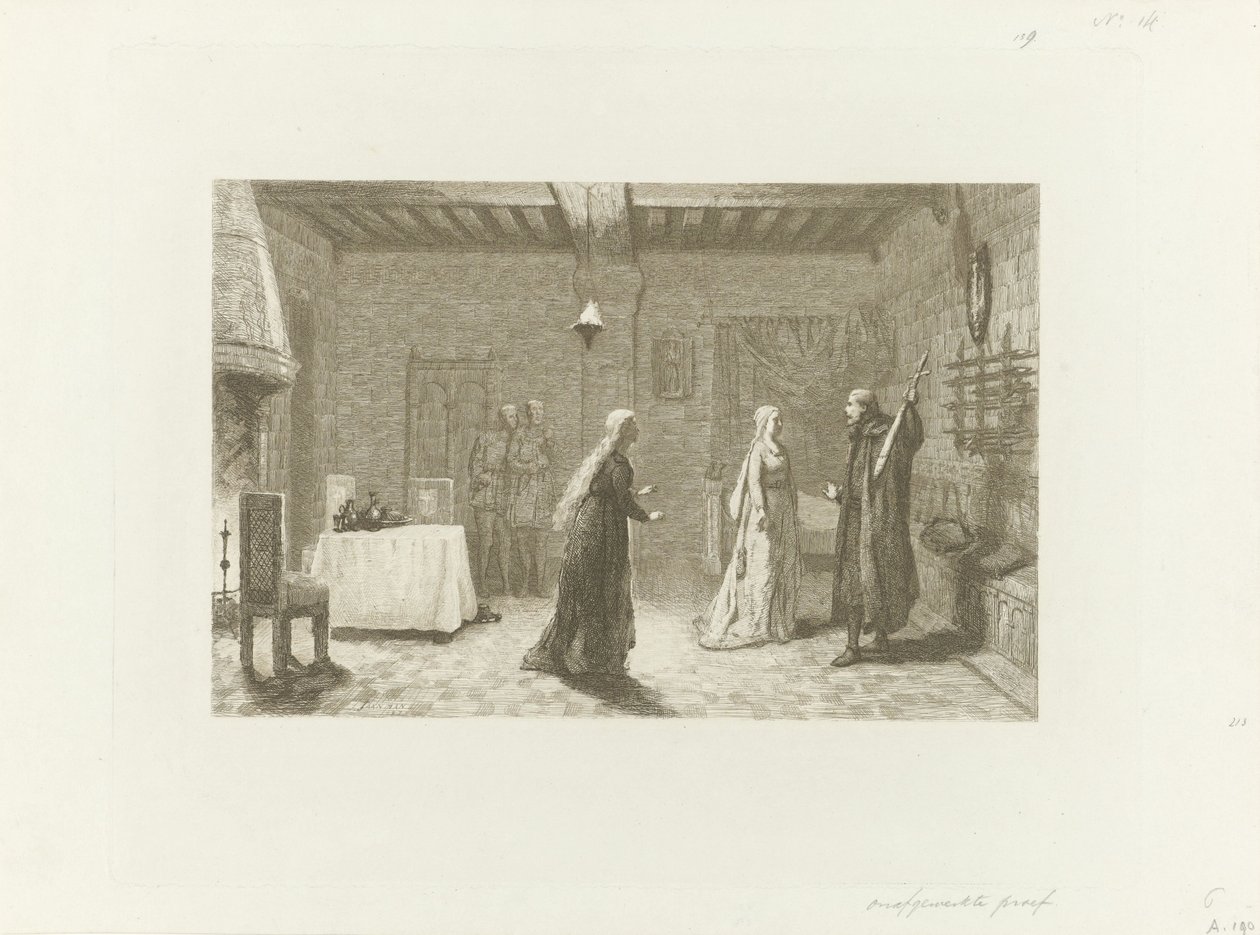 Figures dans une salle intérieure d