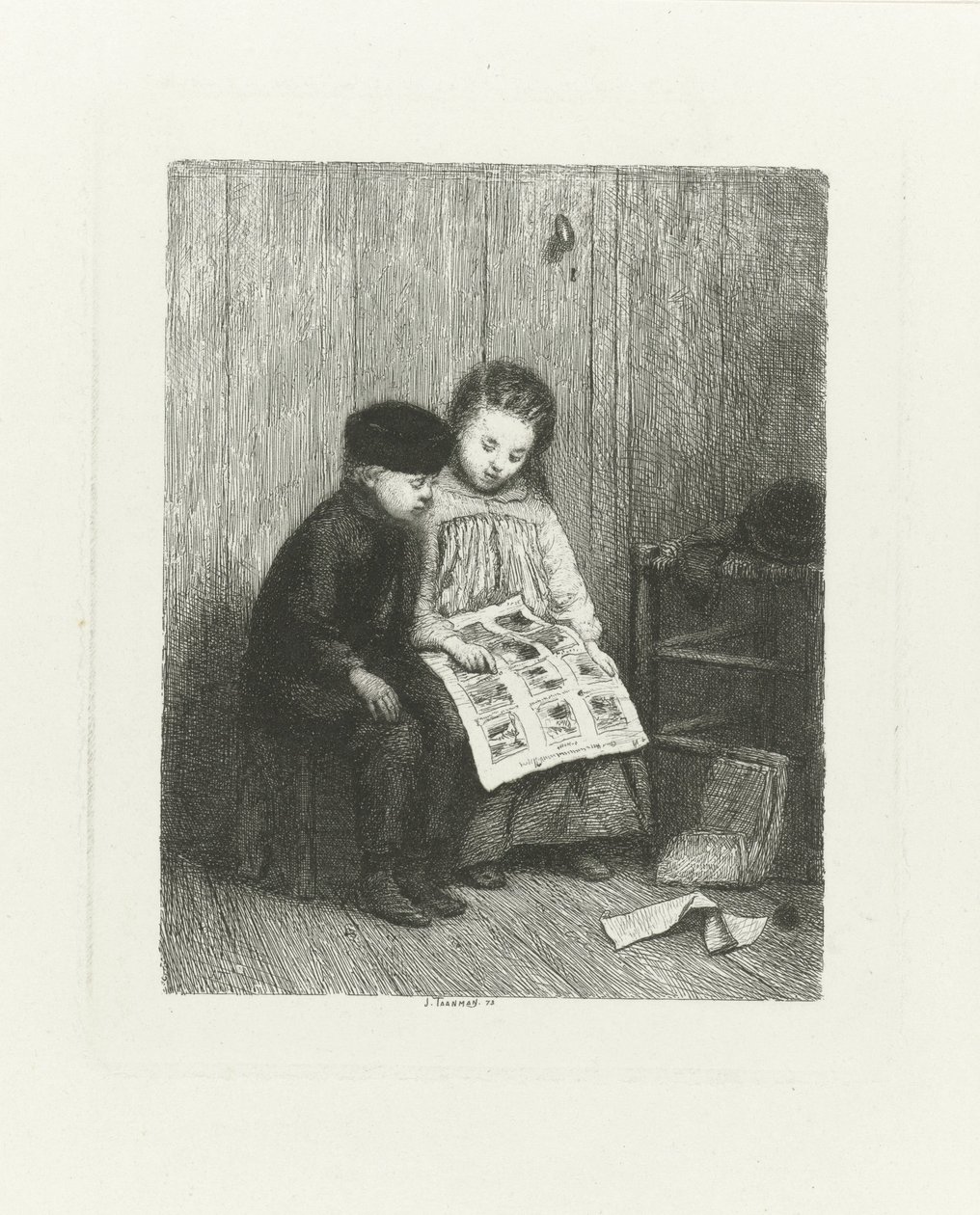 Deux enfants avec une image pour enfants - Jacob Taanman