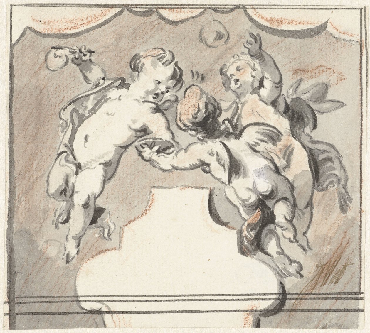 Trois putti flottants - Jacob de Wit