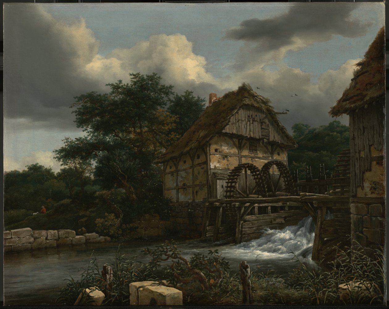 Deux moulins à eau et une écluse ouverte - Jacob van Ruisdael
