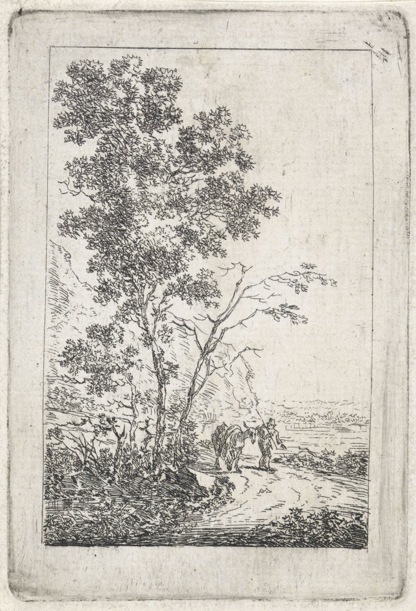 Homme avec un âne dans un paysage - Jacob van Strij