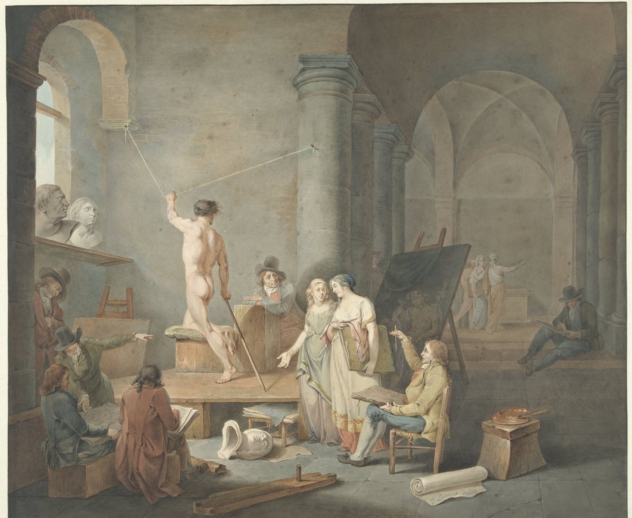 Dessin de modèle dans un vieux bâtiment - Jacobus Johannes Lauwers