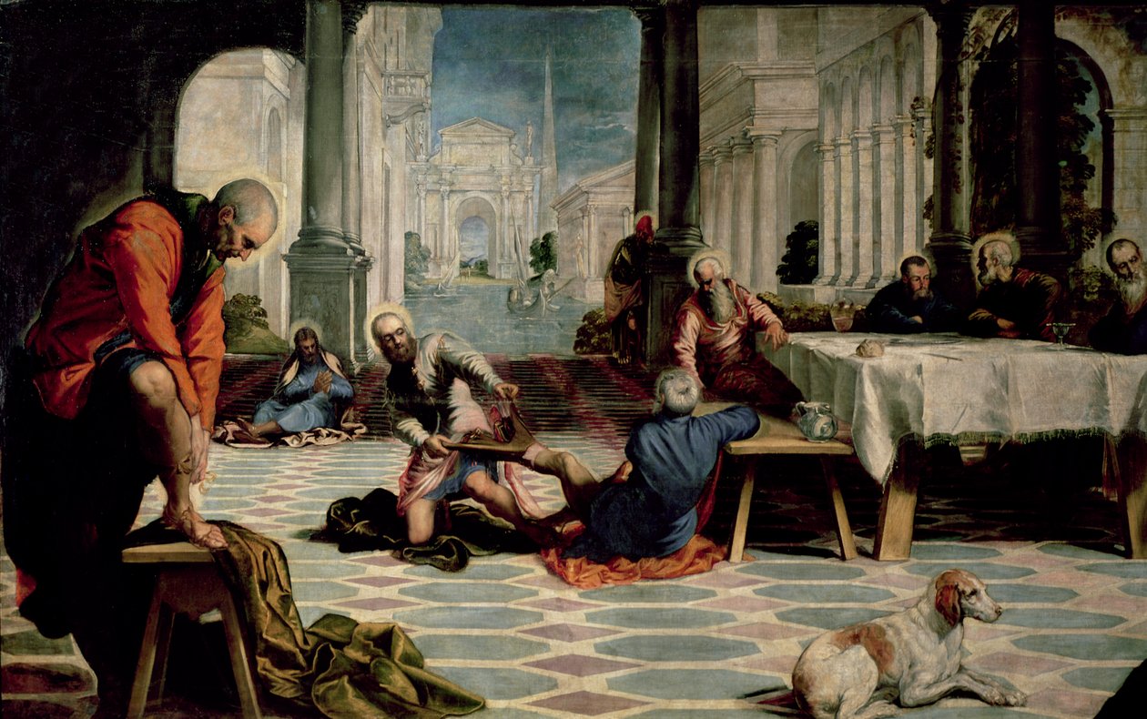 Christ lavant les pieds des disciples (détail), c.1547 - Jacopo Robusti Tintoretto