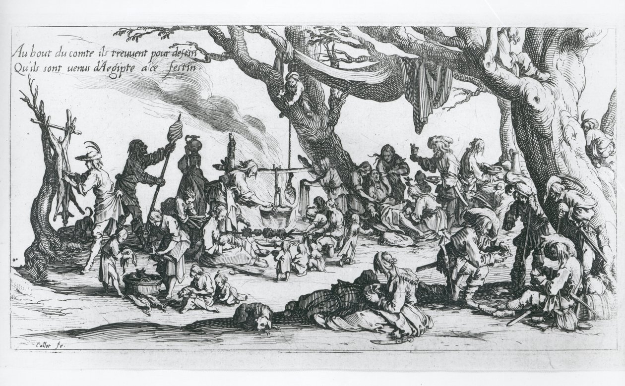 Une naissance dans un camp de gitans - Jacques Callot