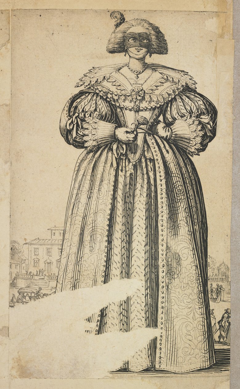 Femme noble masquée, de La Noblesse de Lorraine (verso), vers 1620-23 - Jacques Callot