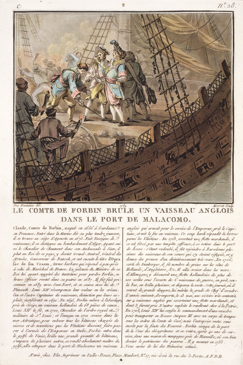 Claude, Comte de Forbin (1656-1733), gravé par Jean Baptiste Morret (fl.1790-1820), 1789 - Jacques Francois Joseph Swebach