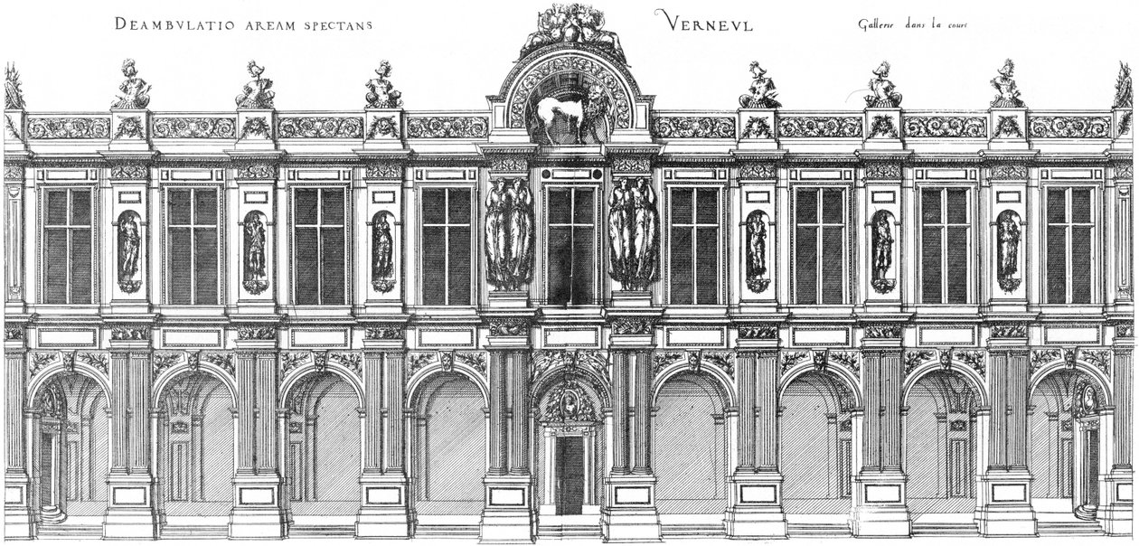 Gravure du premier volume des plus excellents Bastiments de France par Jacques I Androuet du Cerceau - Jacques I Androuet du Cerceau