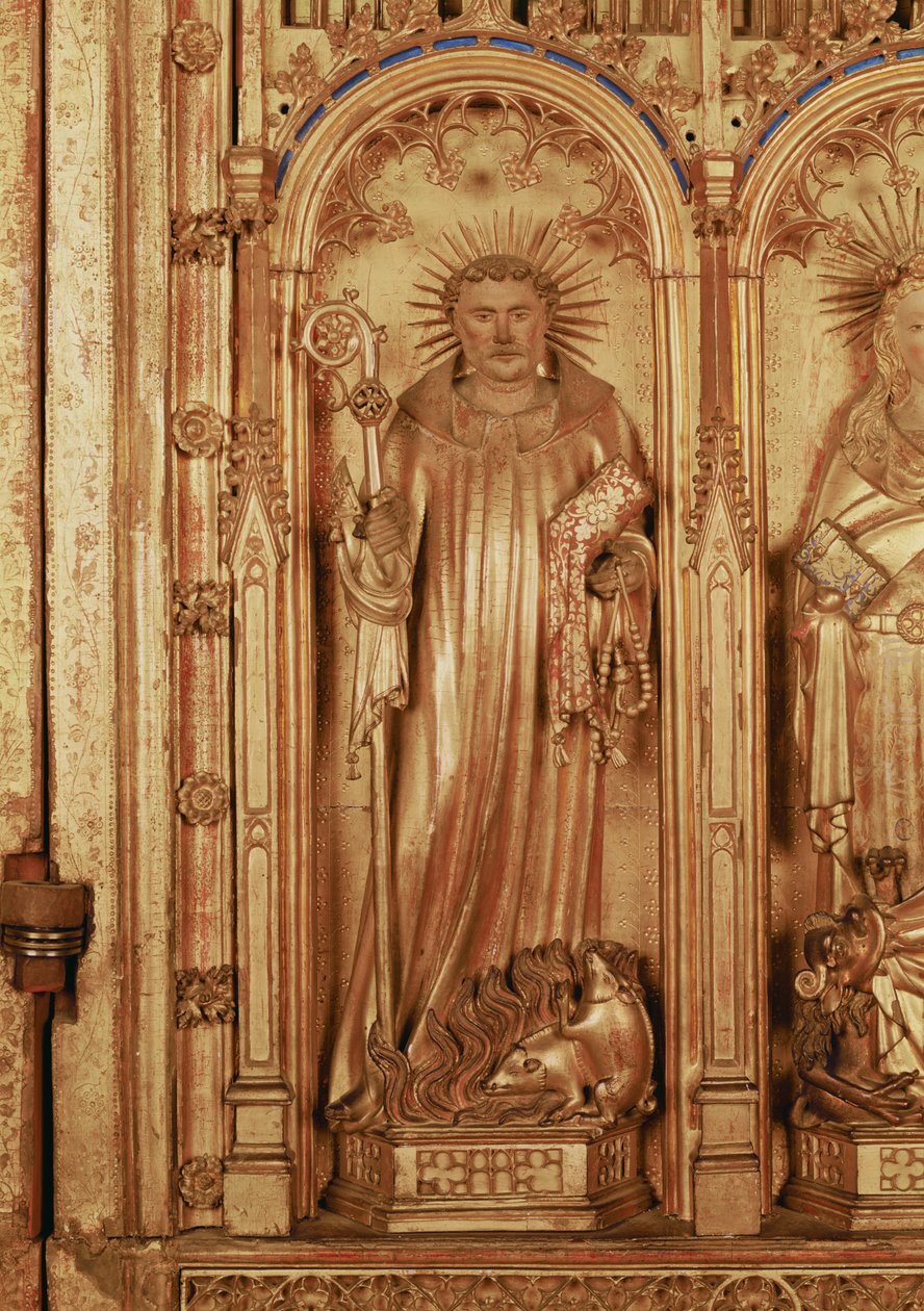 Le Retable de la Crucifixion, détail du panneau droit représentant Saint Antoine, vers 1391 - Jacques de Baerze or Baers