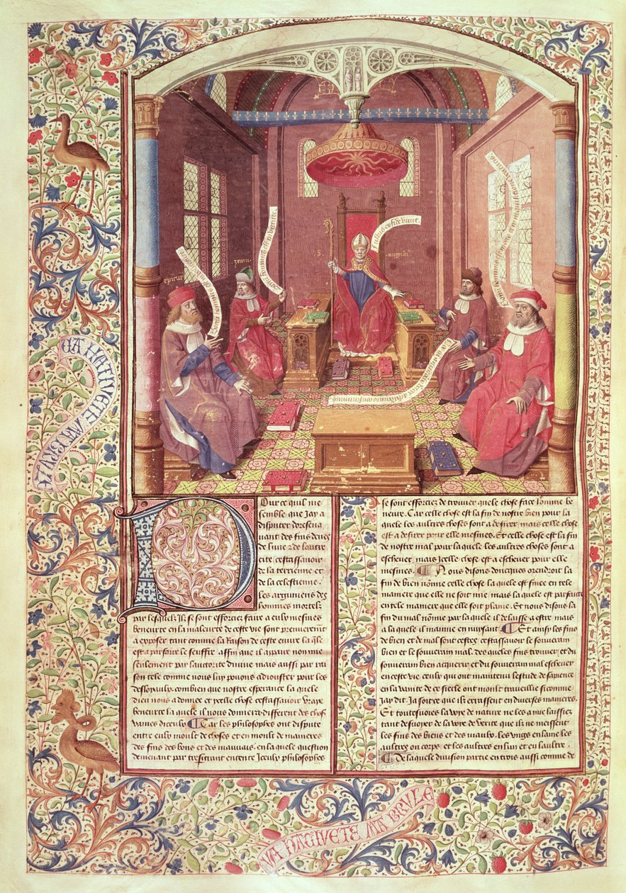 Ms 246 fol.354v Saint Augustin, Épicure, Zénon, Antiochus et Varron, de 