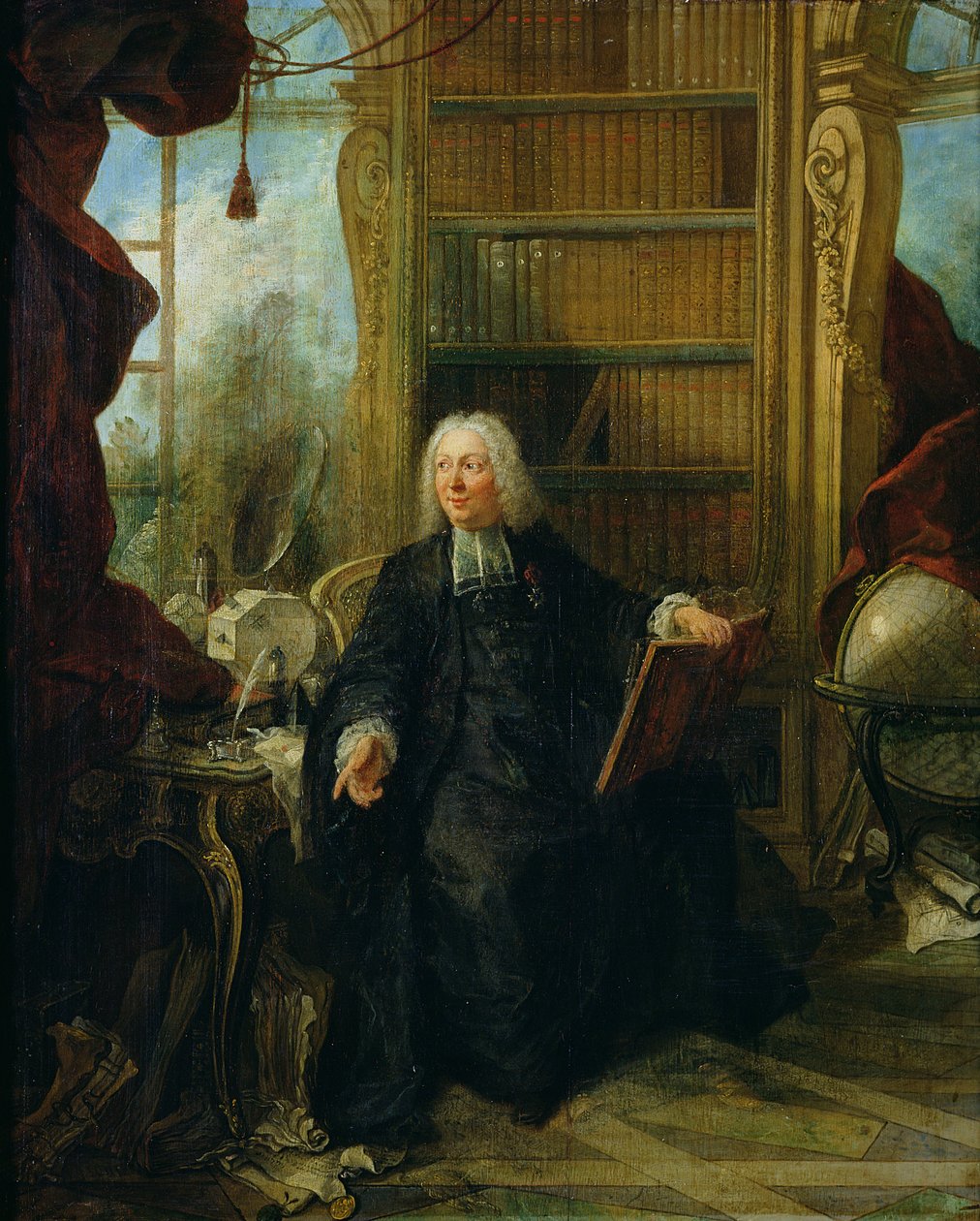 Abbé Nollet (1700-70) dans son étude, au château de la Muette pavillon optique - Jacques de Lajoüe