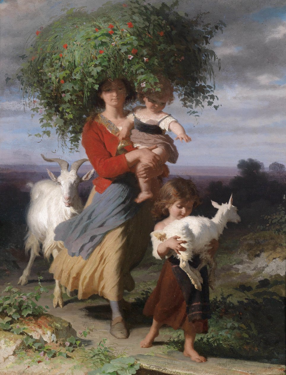 Mère avec enfants sur le chemin du retour - Jacques Alfred van Muyden