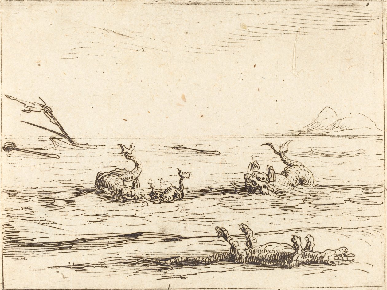 Dauphins et crocodile - Jacques Callot