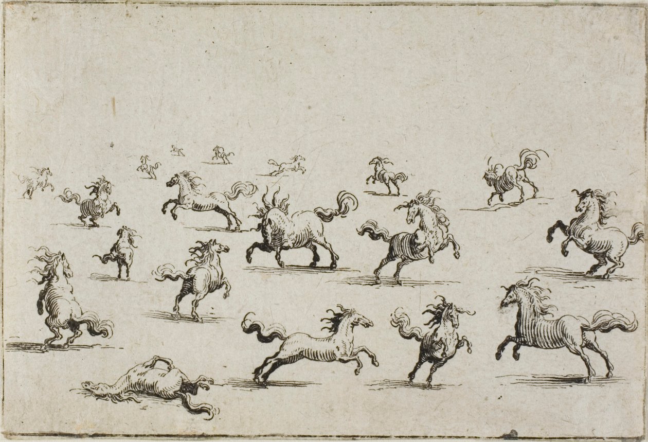 Chevaux en liberté, extrait de The Caprices - Jacques Callot